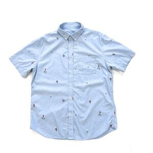 Banana Republic Luxe Poplin Men’s M Slim Fit Short Sleeve Surfer All over Print